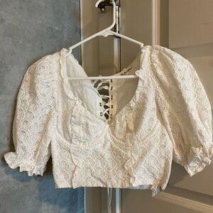 For Love and Lemons White Eyelet Corset Top